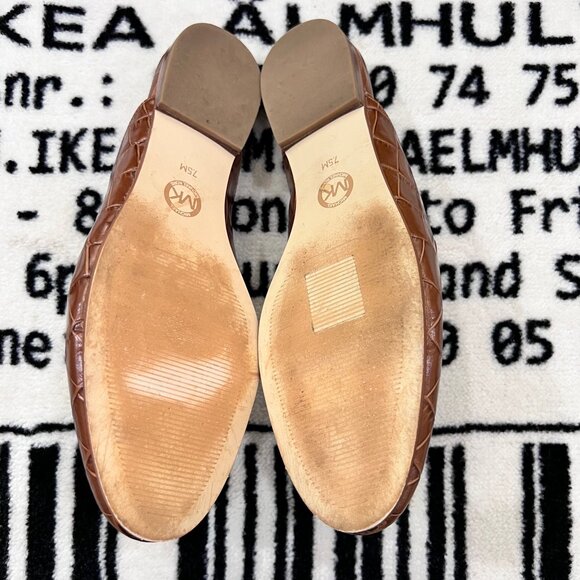 Michael Kors Charlton Crocodile-Embossed Leather Mules Slide - Cognac - Picture 5 of 8